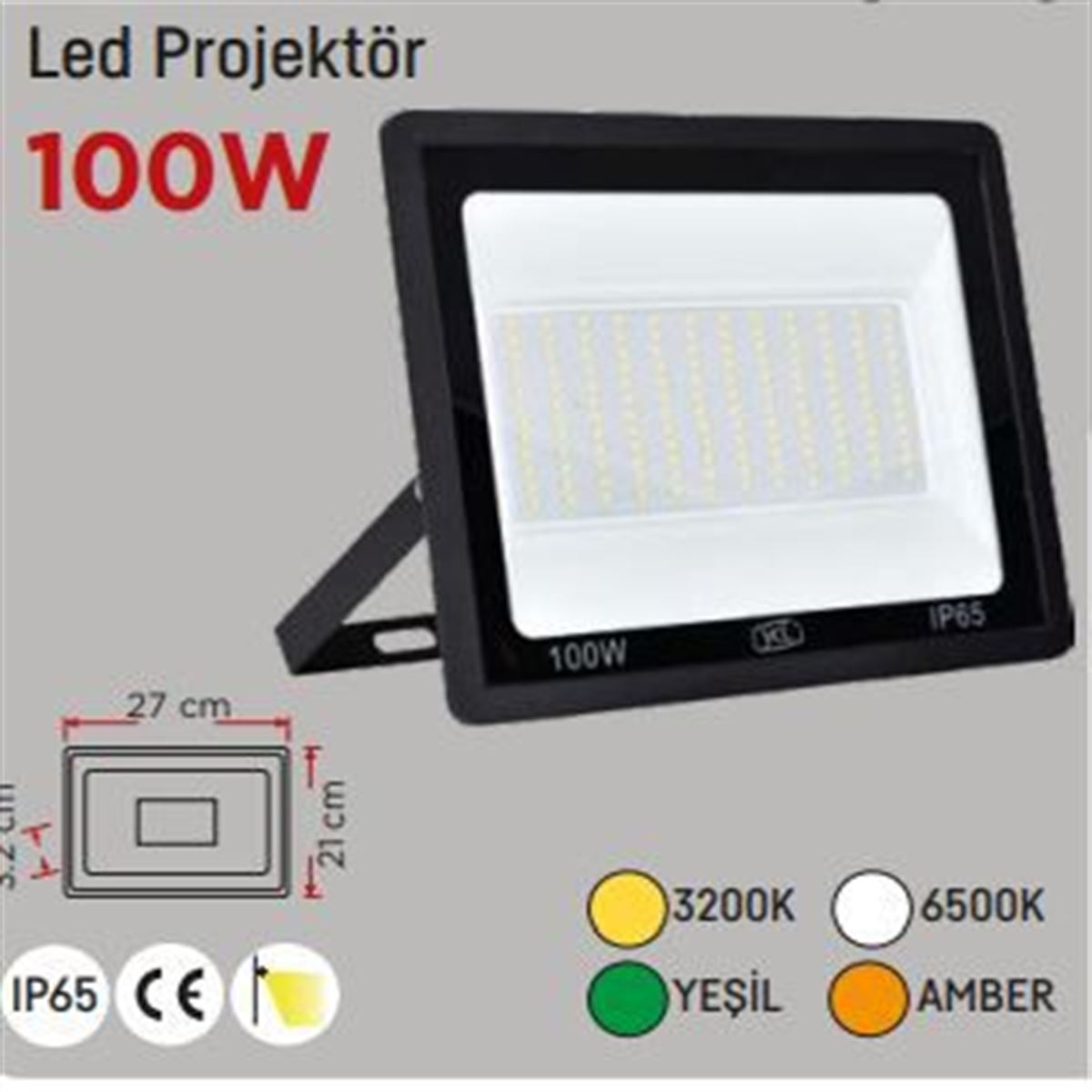 100W 220V SMD LED  PROJEKTÖR YEŞİL 1